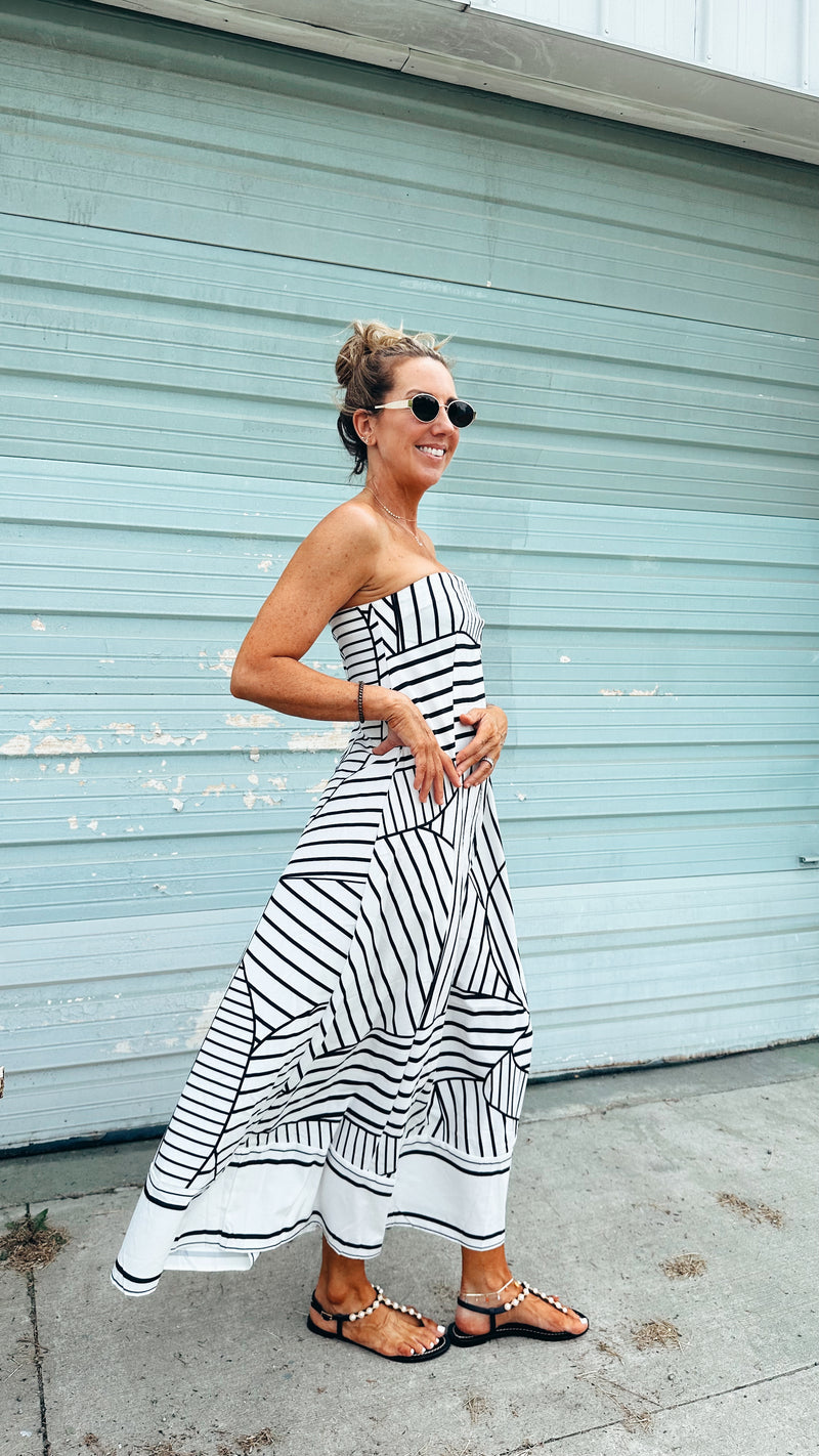 B&W Strapless Dress