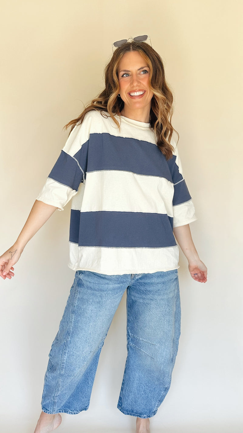 {RESTOCK} Navy Colorblock Tee