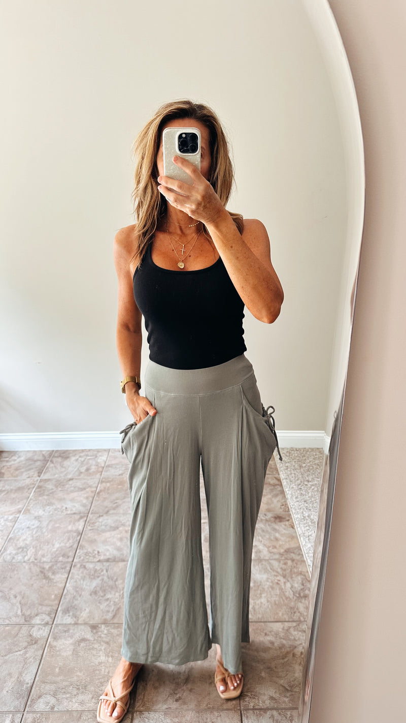 Bekah Side Tie Pant in Sage