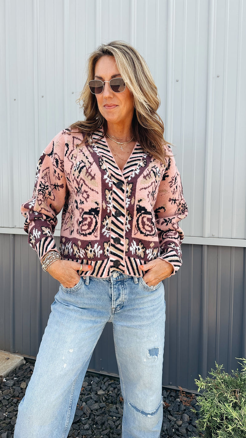 Paisley Stripe Cardigan