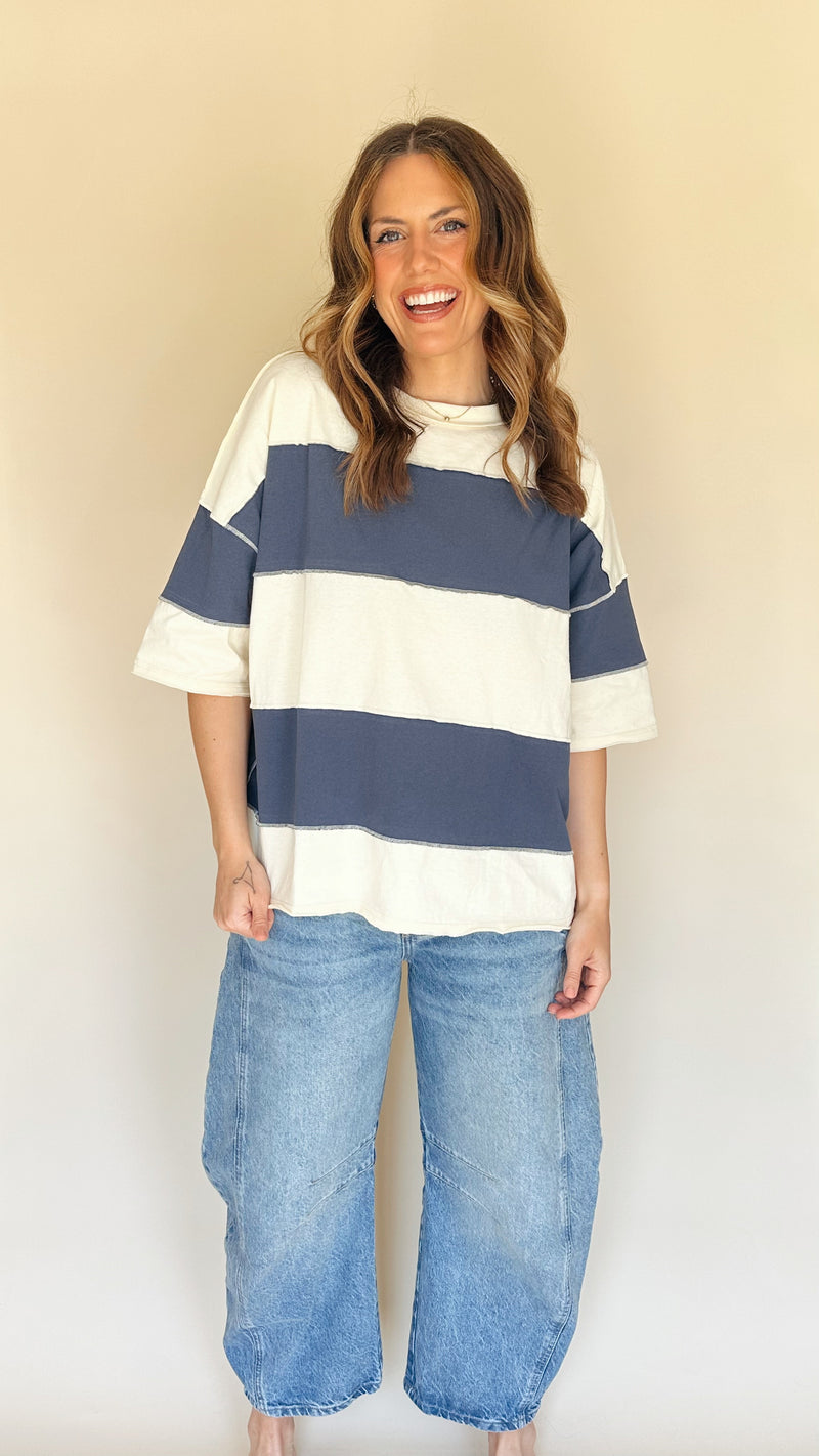 {RESTOCK} Navy Colorblock Tee