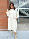 Chestnut Puff Sleeve Midi Dress