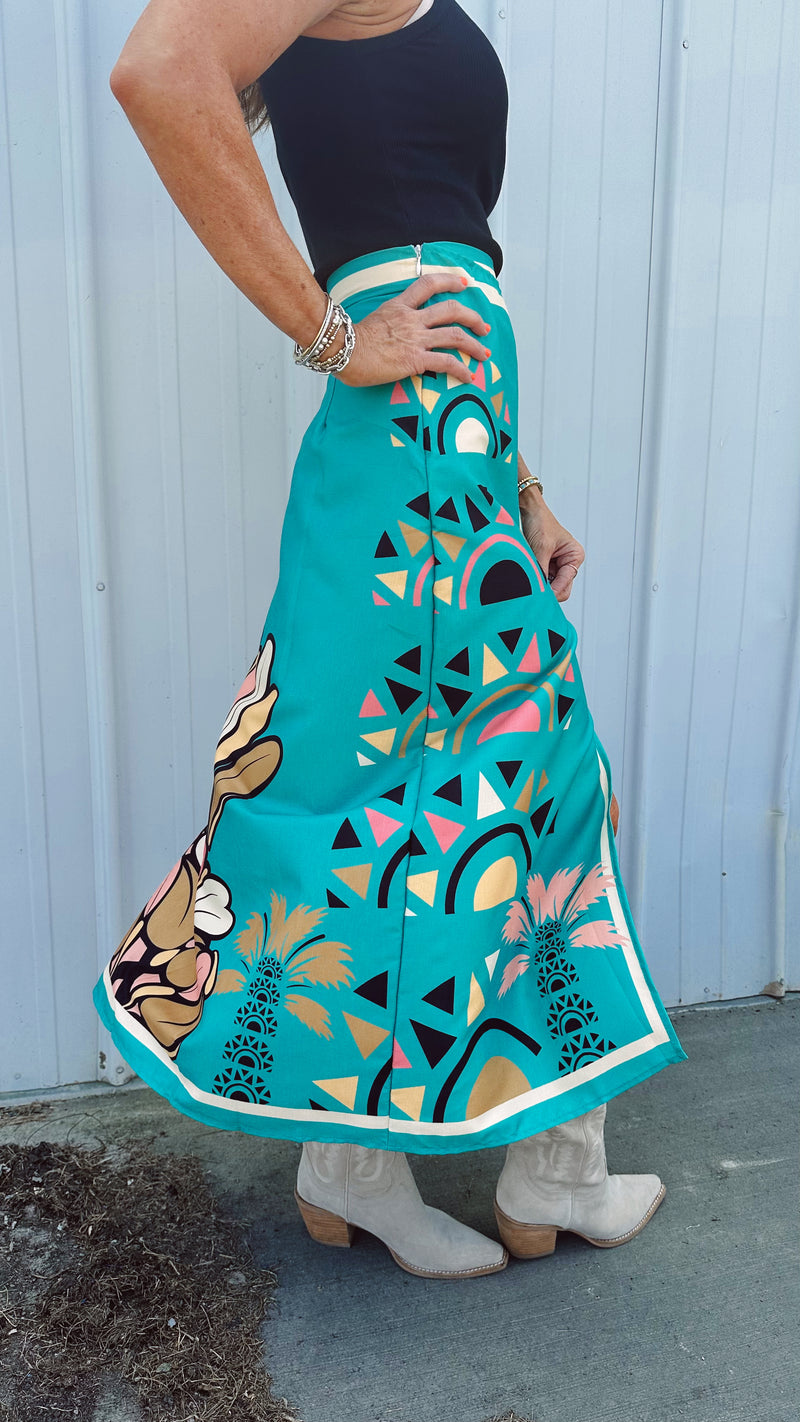 Teal Tropic Wrap Skirt
