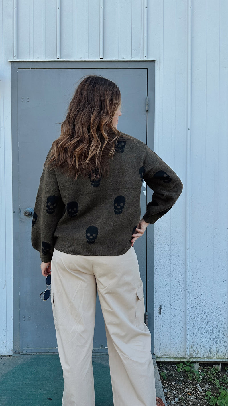 Spooky Crew Sweater in Forest