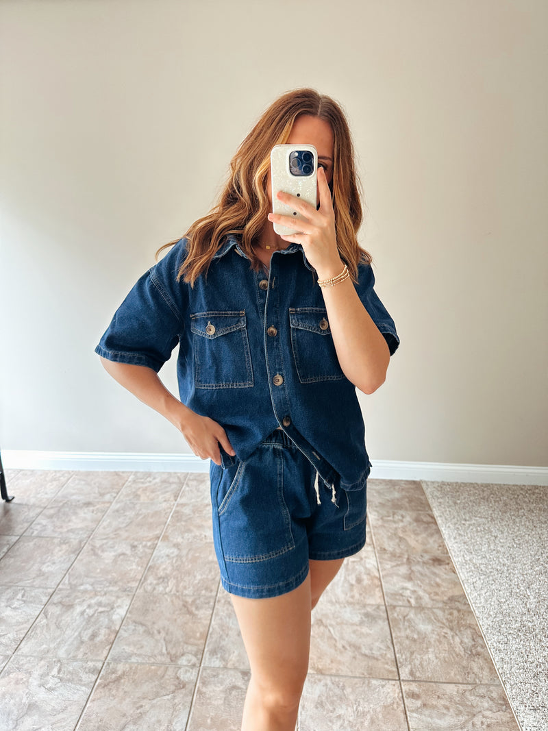 Jessie Drawstring Denim Shorts