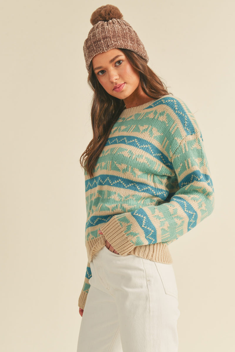 Mint For You Fair Isle Sweater