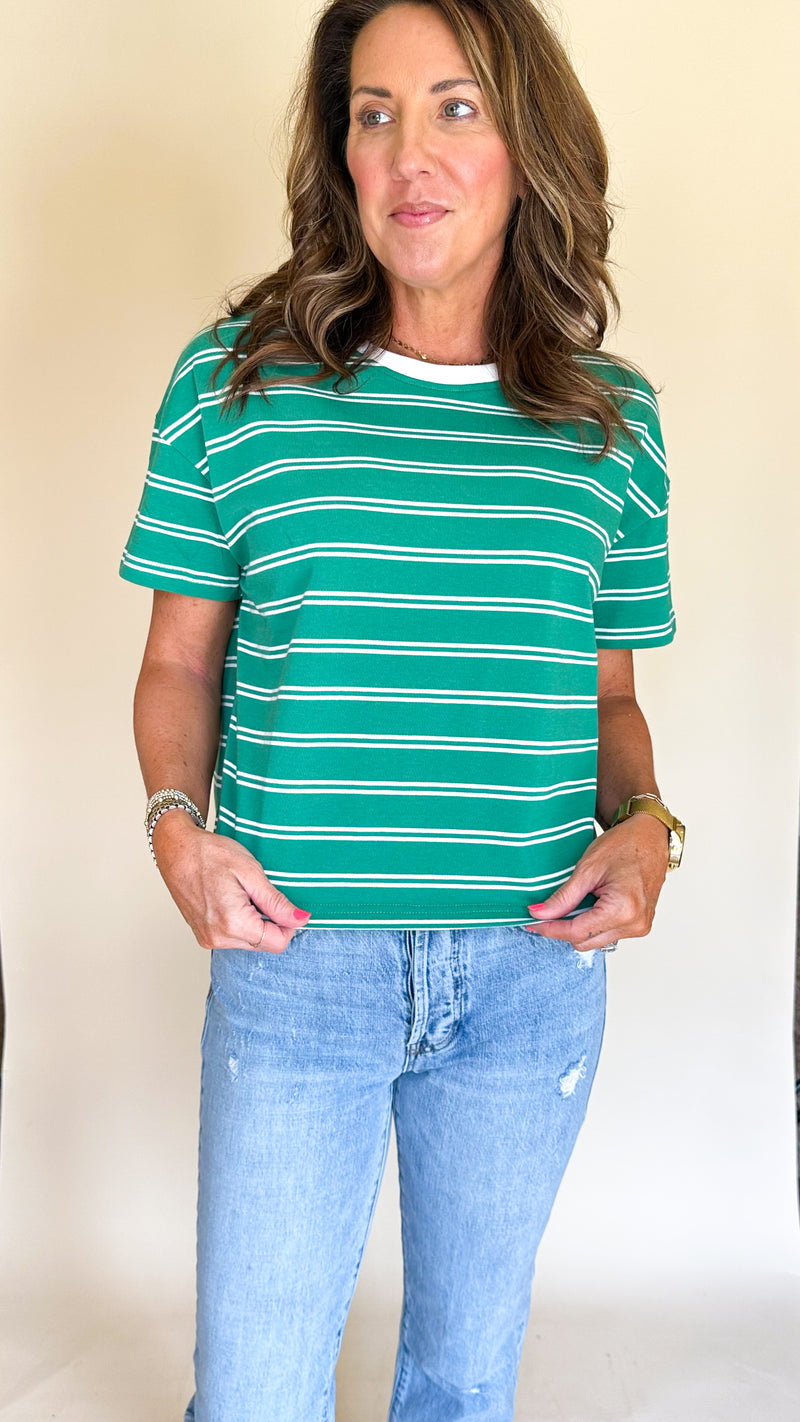 Riley Striped Tee in Green