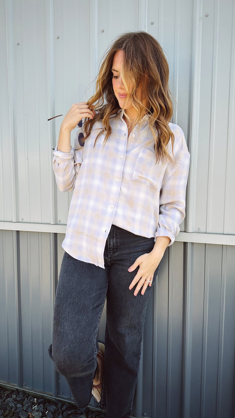{Z Supply} River Plaid Shirt in Lavender Ice