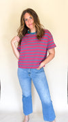 Riley Striped Tee in Magenta