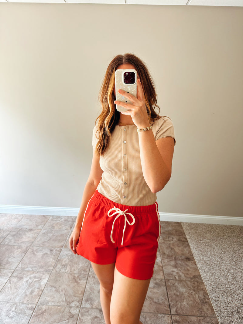 Red Stripe Athletic Short