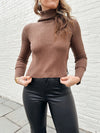 Cocoa Ribbed Turtleneck Sweater