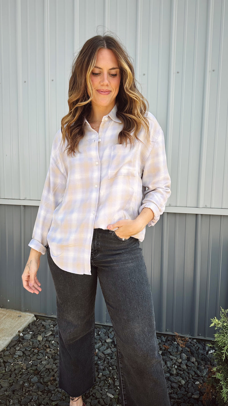 {Z Supply} River Plaid Shirt in Lavender Ice