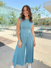 Taylor Jumpsuit in Teal Blue