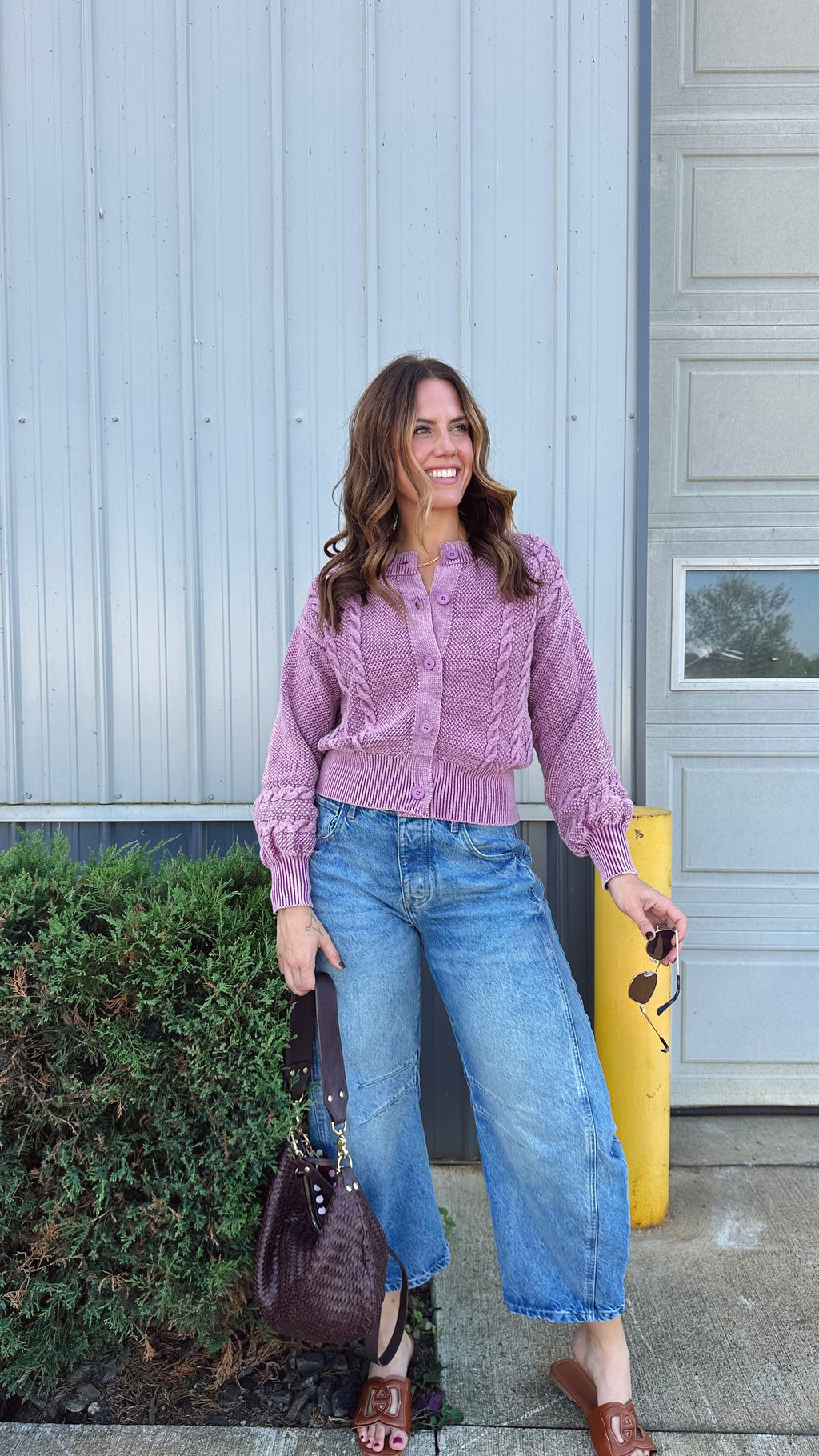 Wild Berry Cable Knit Cardigan