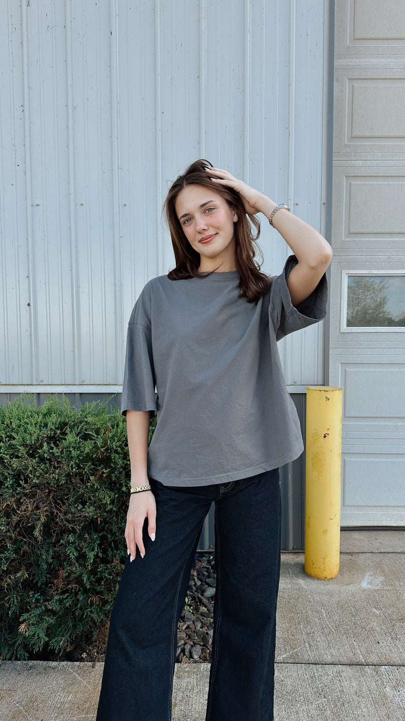 Oversized Soft Tee in Charcoal