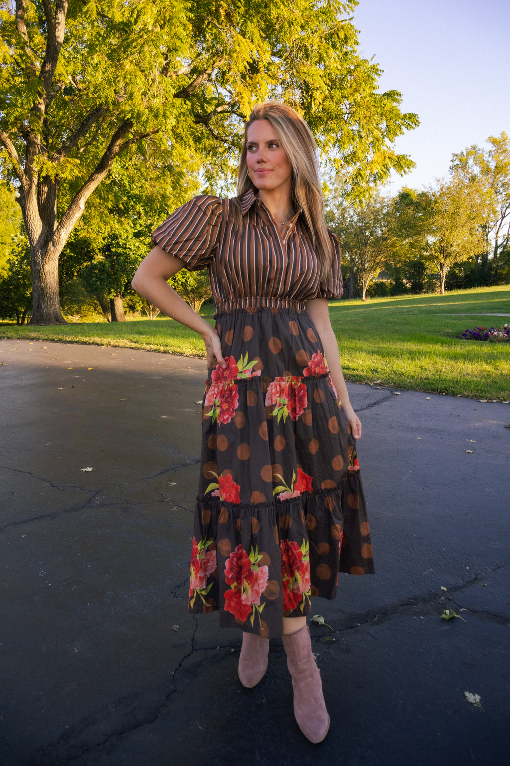 Coco Puff Sleeve Midi Dress