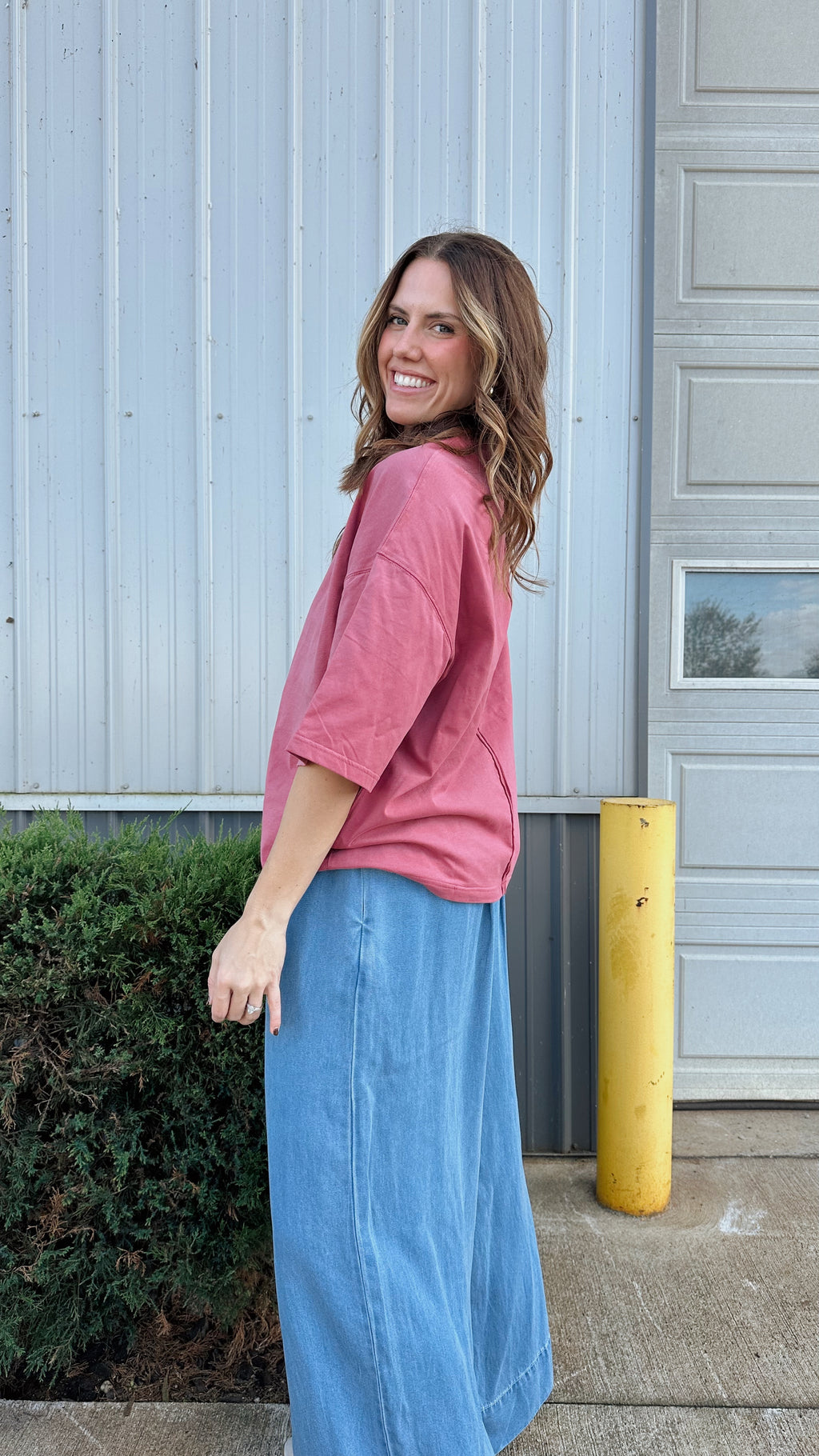 Oversized Soft Tee in Ruby