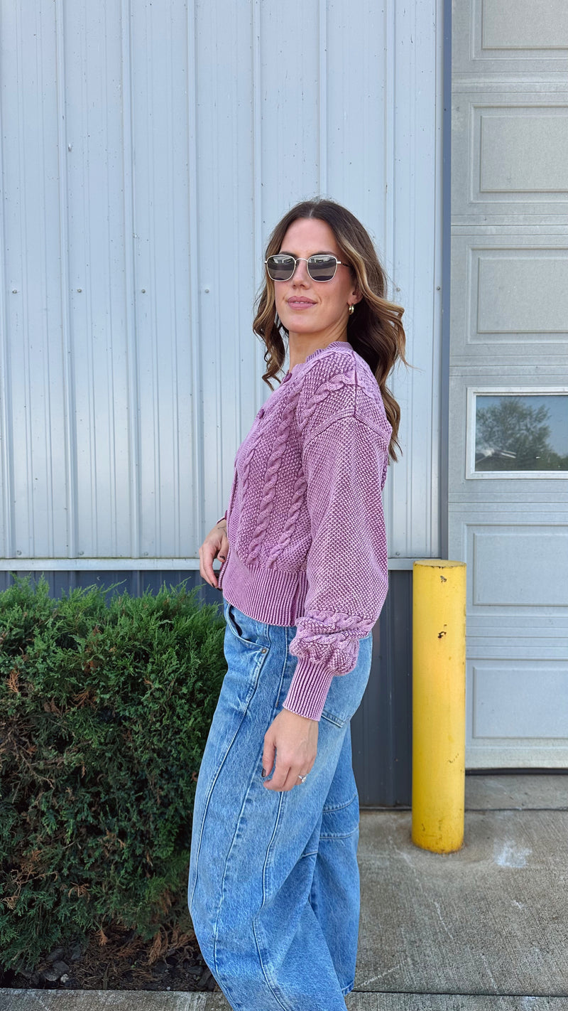 Wild Berry Cable Knit Cardigan