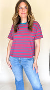 Riley Striped Tee in Magenta