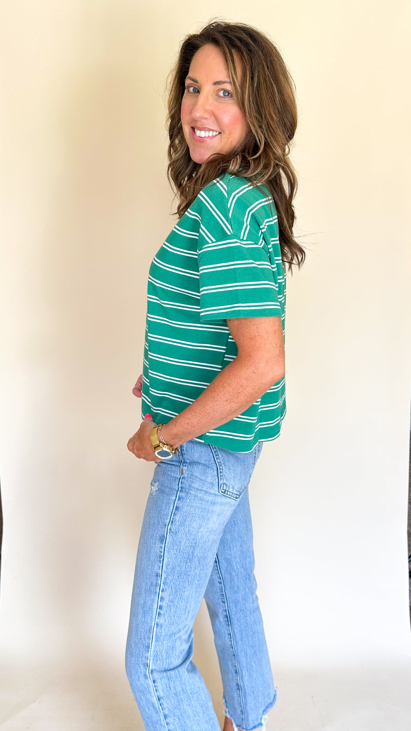 Riley Striped Tee in Green