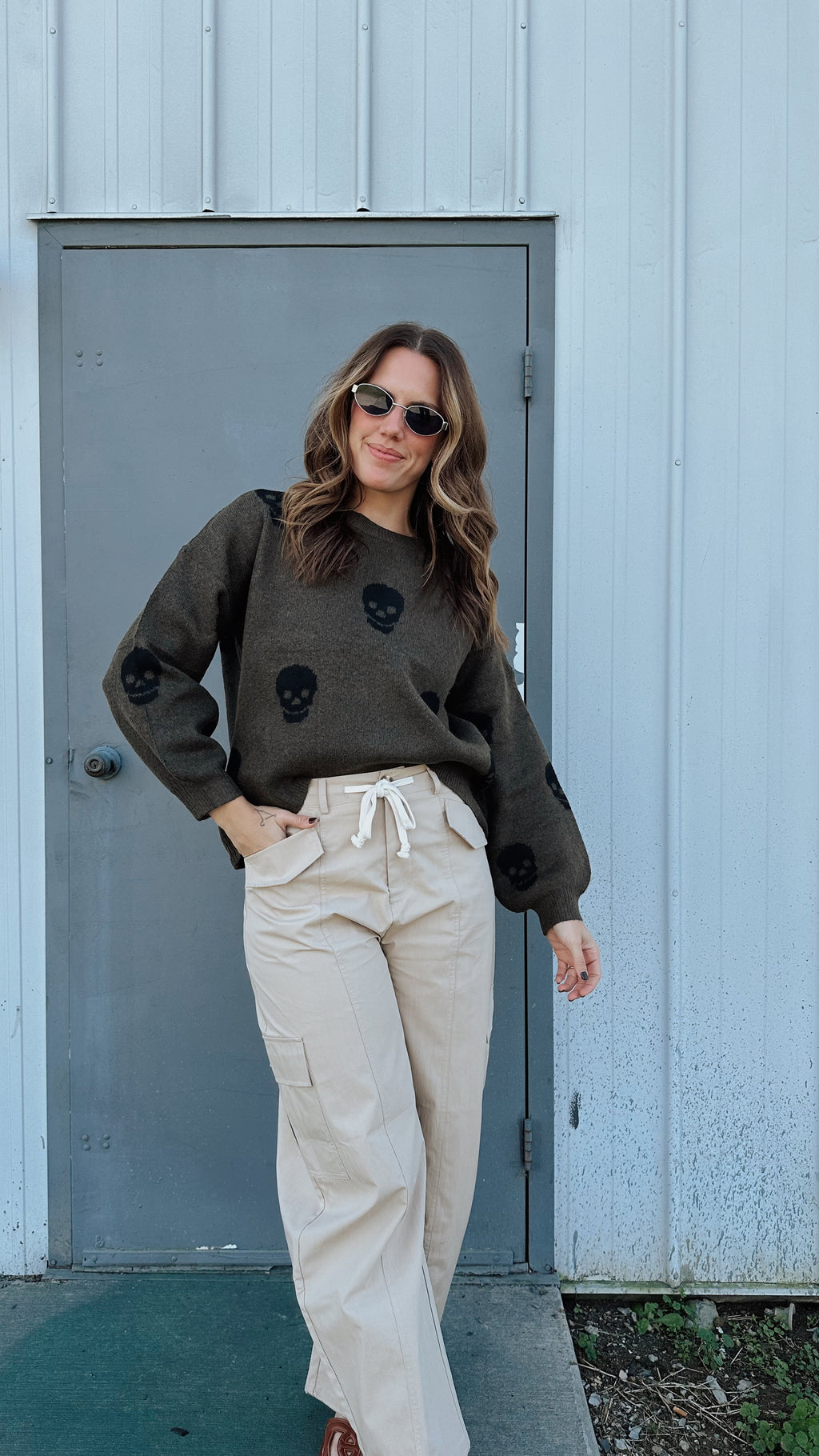 Spooky Crew Sweater in Forest