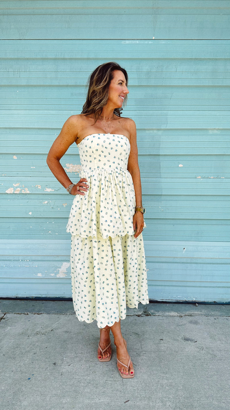 Belle Floral Strapless Dress