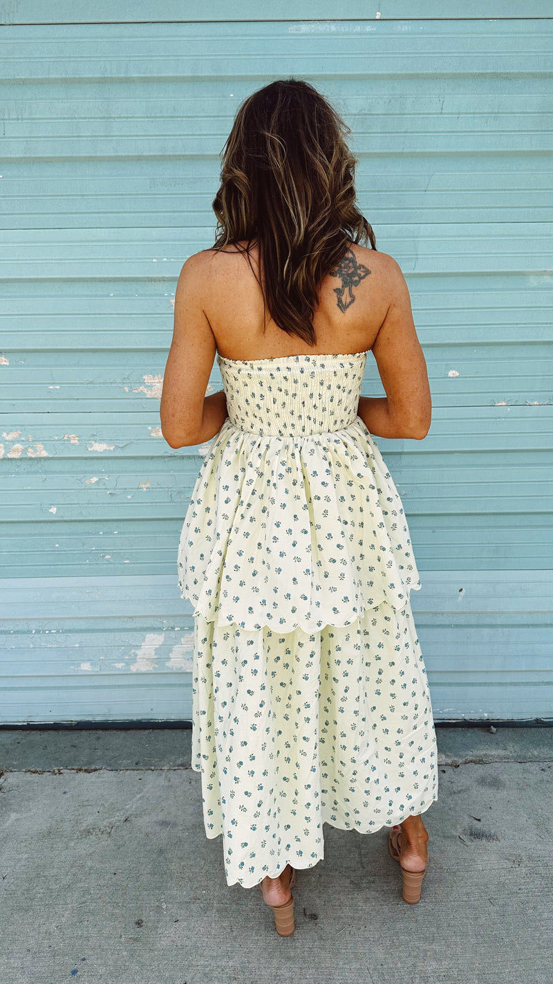 Belle Floral Strapless Dress