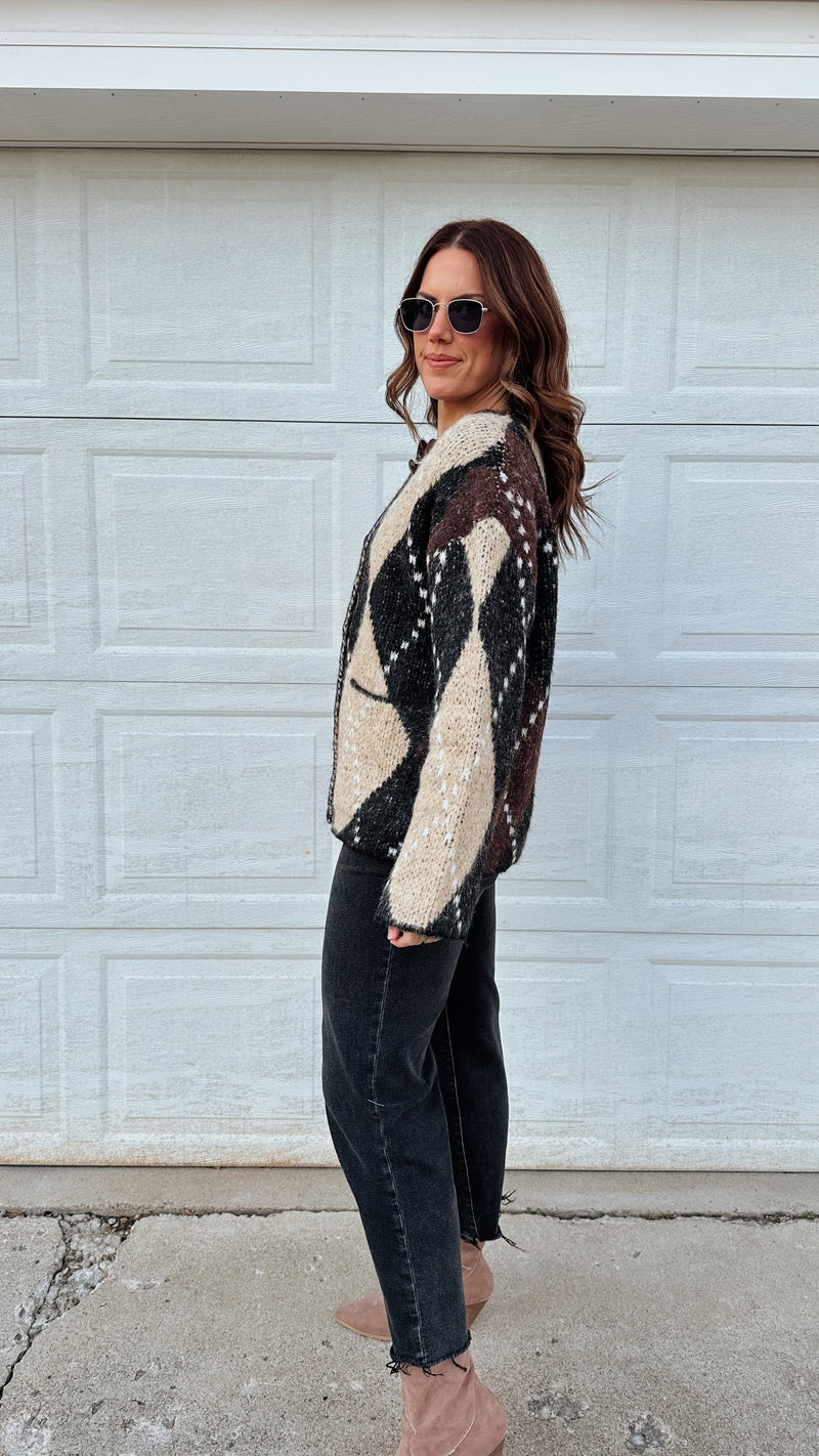 Argyle Chunky Cardigan
