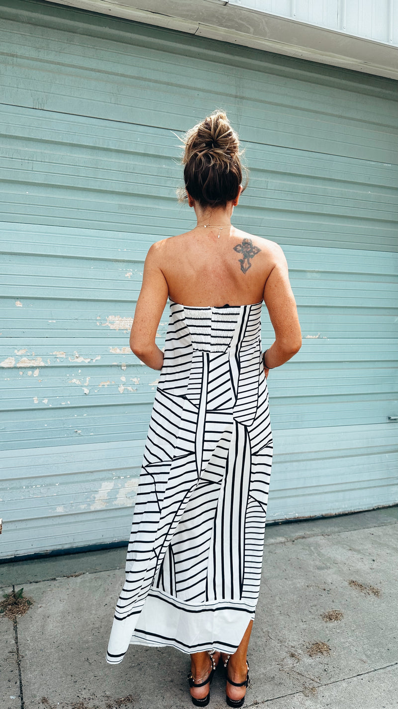 B&W Strapless Dress