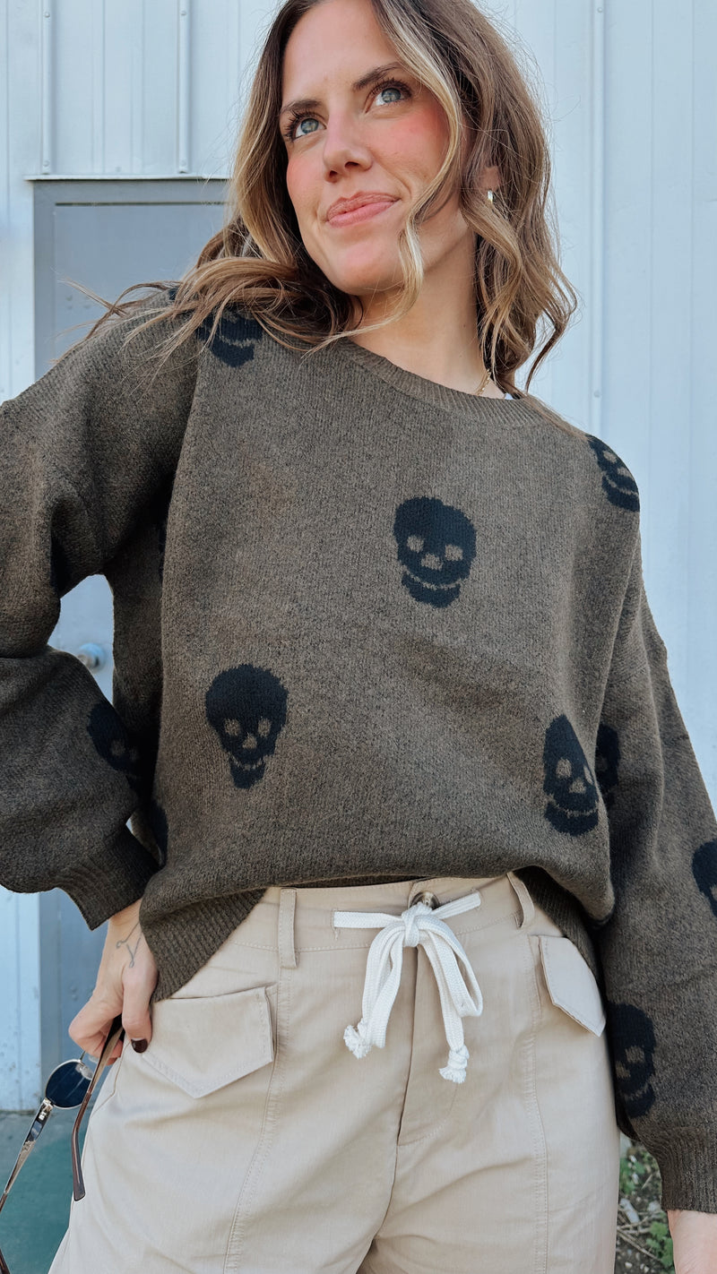 Spooky Crew Sweater in Forest