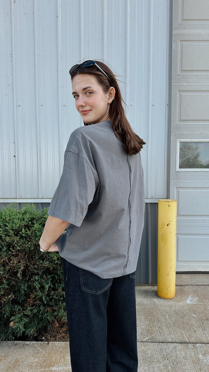 Oversized Soft Tee in Charcoal