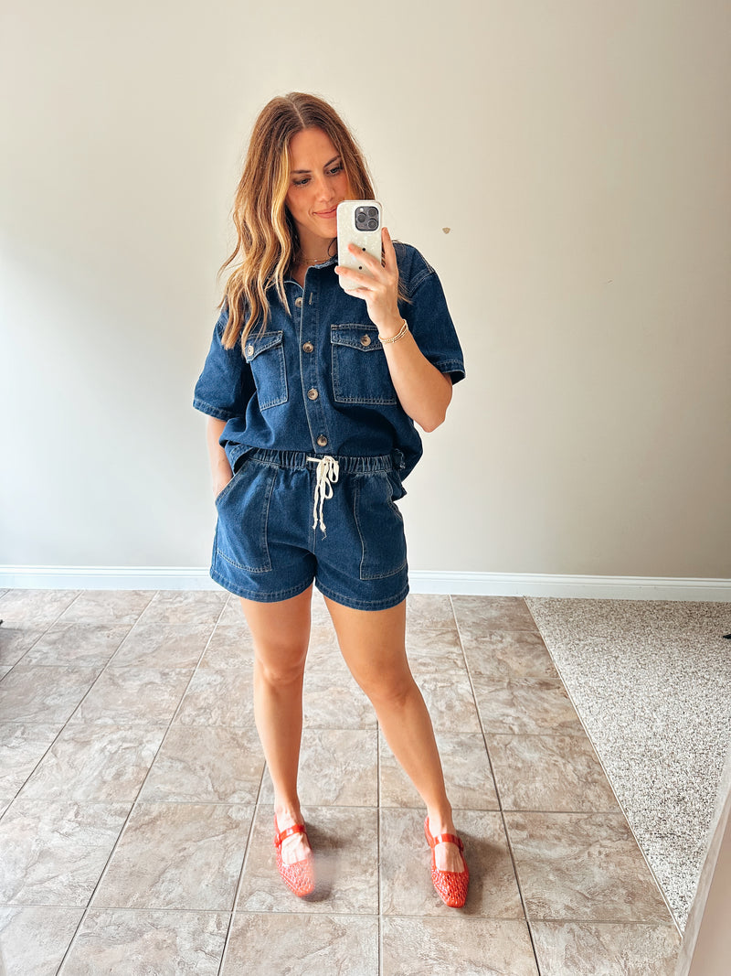 Jessie Drawstring Denim Shorts