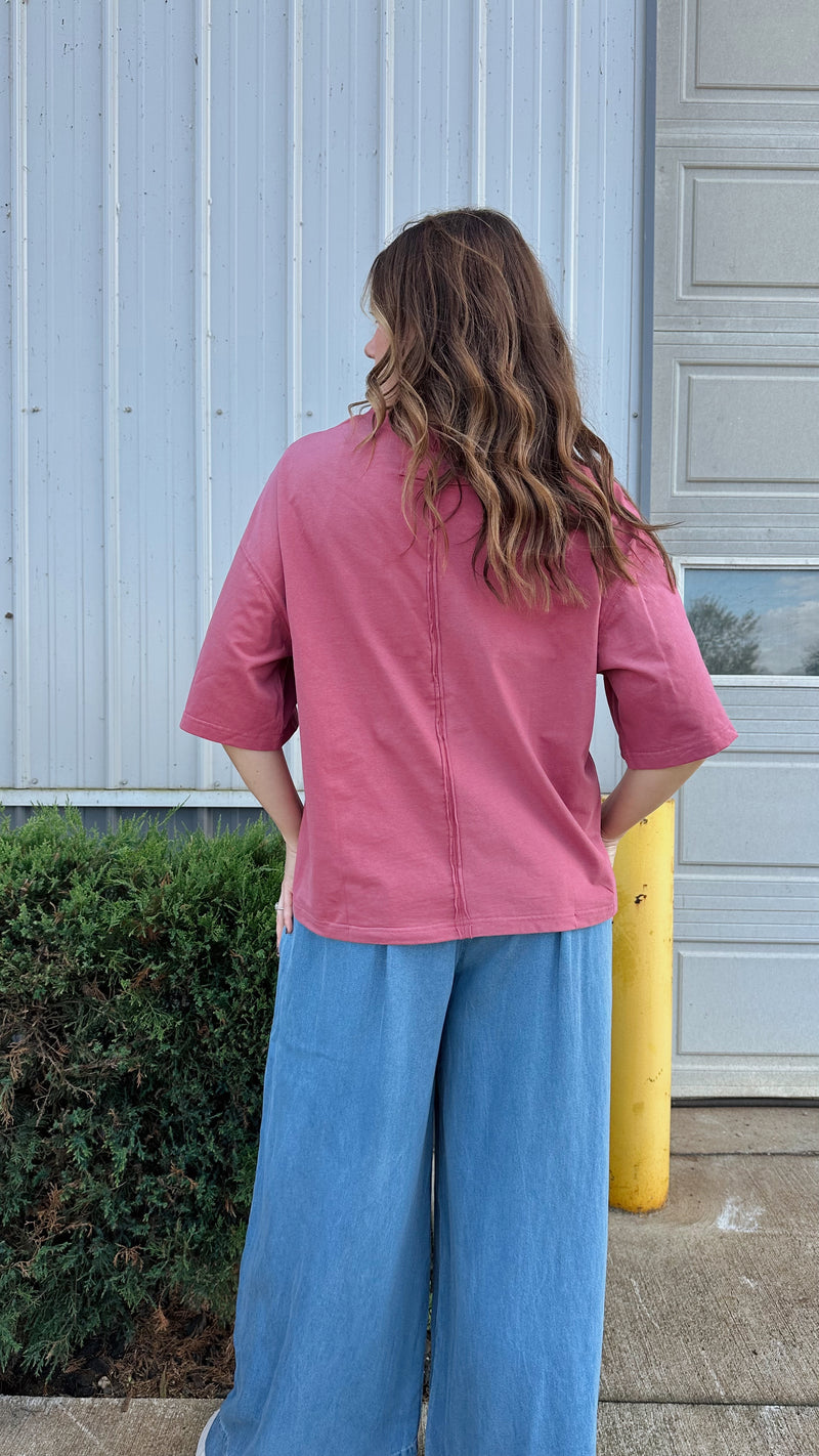 Oversized Soft Tee in Ruby