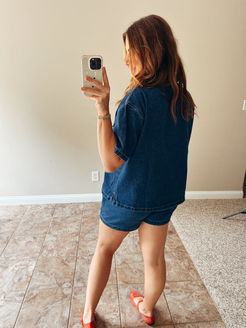 Jessie Drawstring Denim Shorts