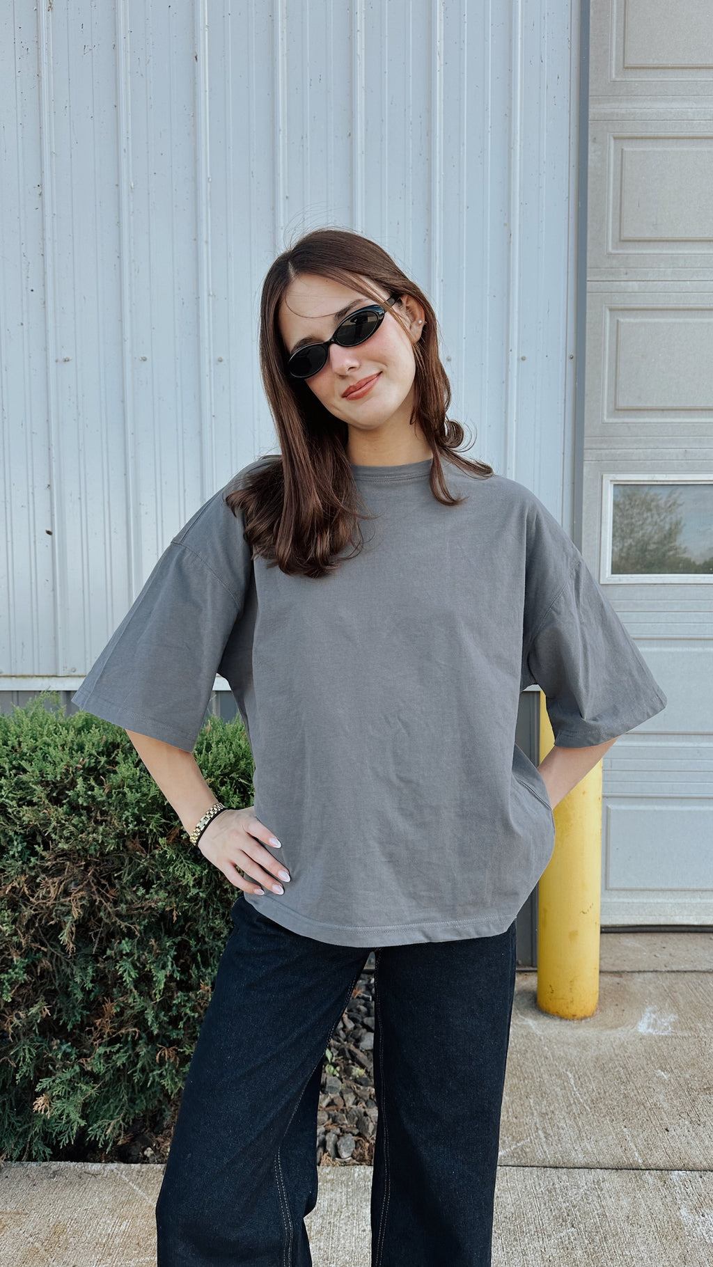 Oversized Soft Tee in Charcoal