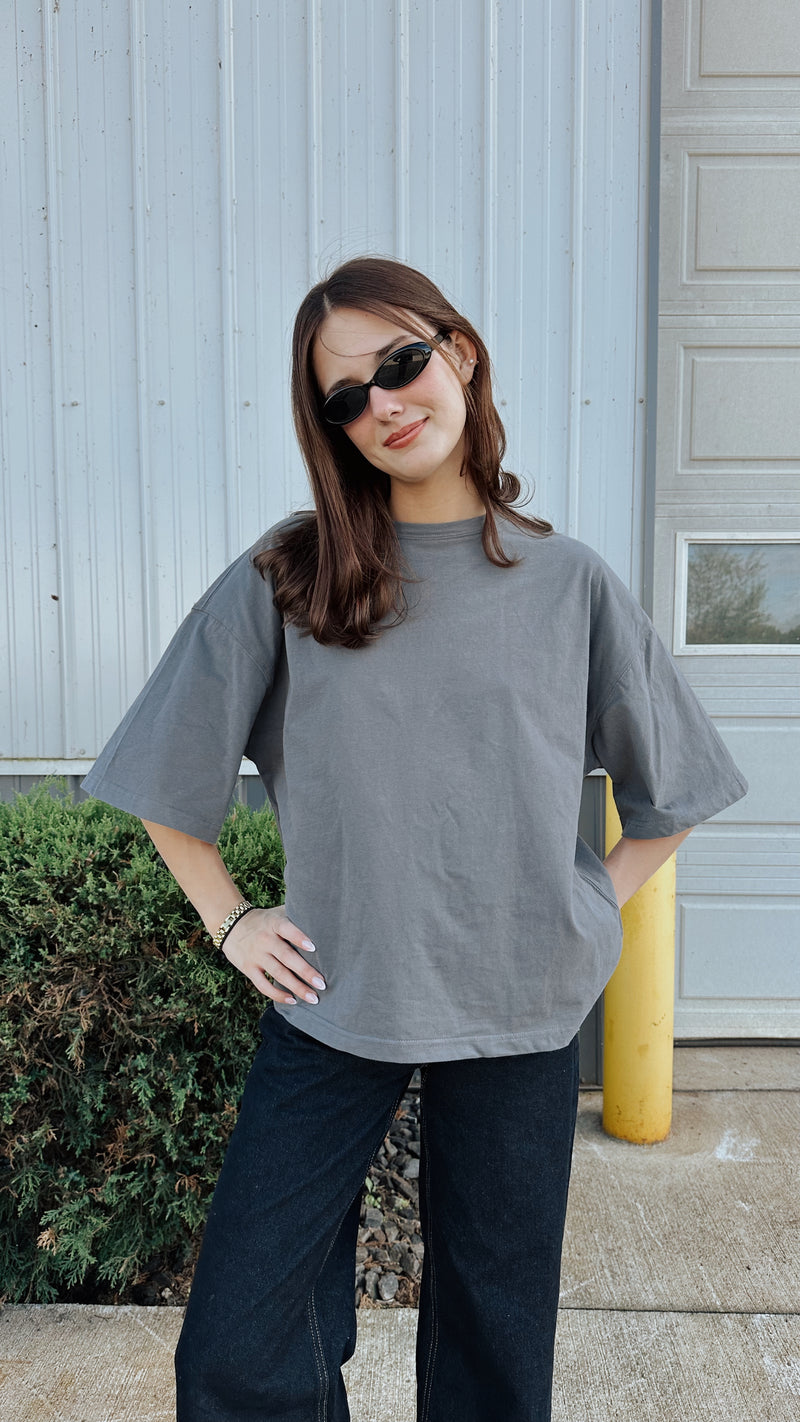 Oversized Soft Tee in Charcoal
