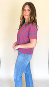 Riley Striped Tee in Magenta