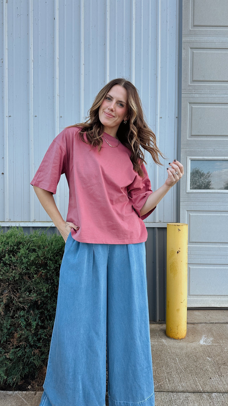 Oversized Soft Tee in Ruby