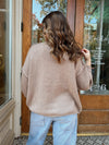 Cozy Gold Button Cardigan in Taupe