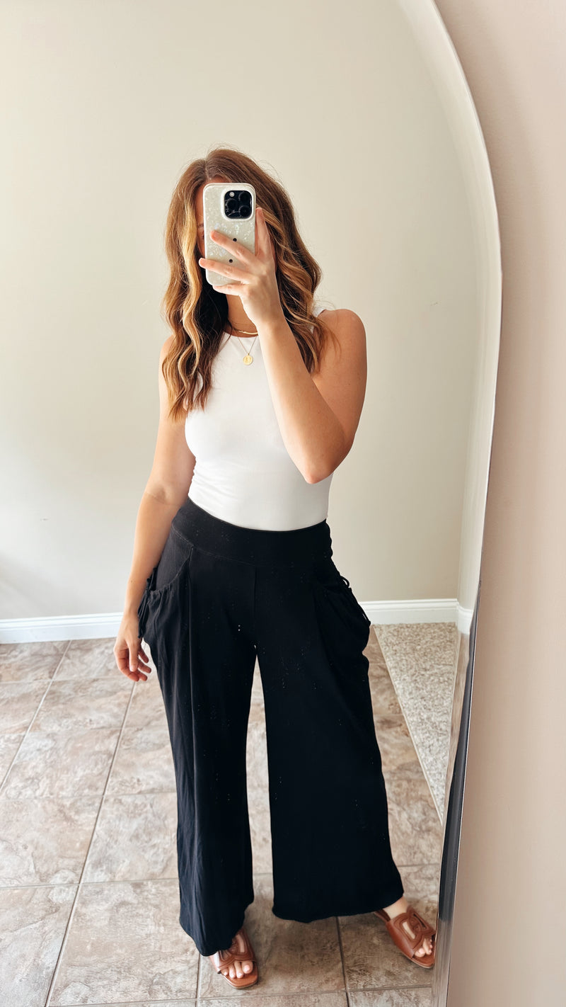 Bekah Side Tie Pant in Black