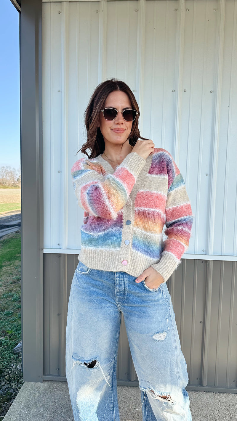 Fuzzy Striped Cardigan