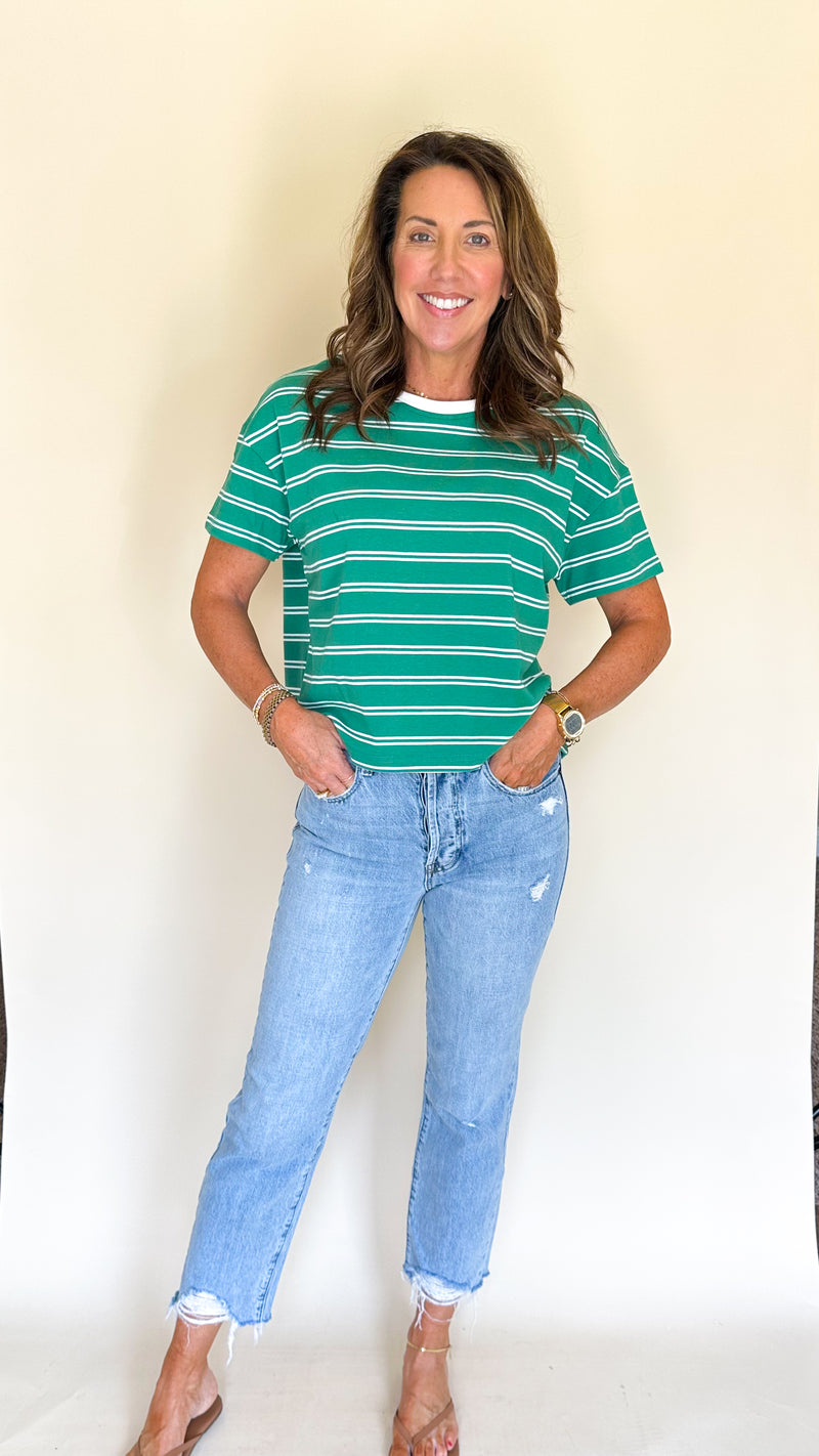 Riley Striped Tee in Green