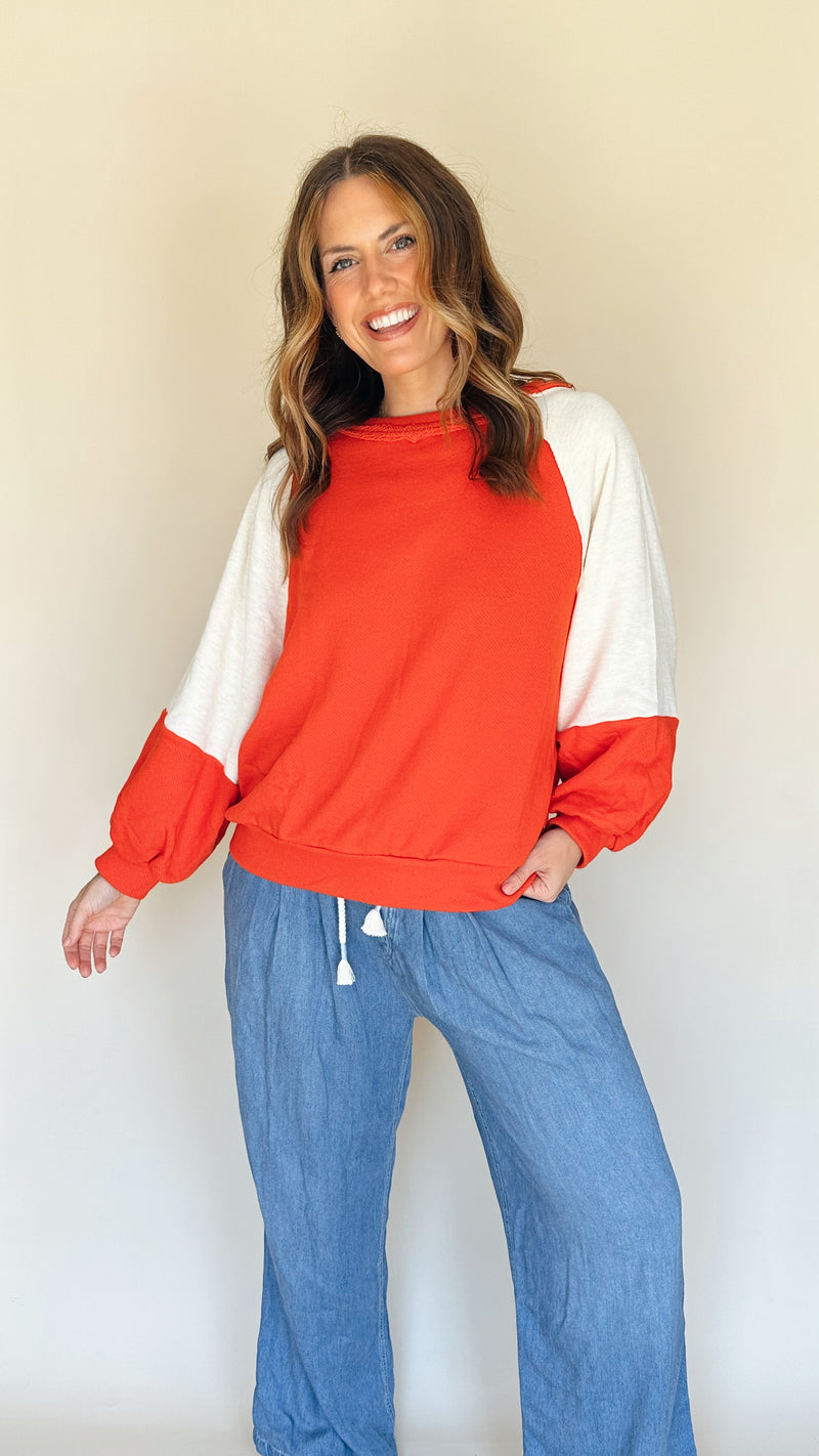 Red Hot Colorblock Pullover