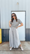 Holland Striped Eyelet Pant in Taupe