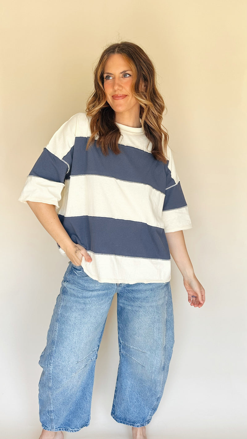 {RESTOCK} Navy Colorblock Tee