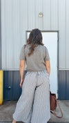 Holland Striped Eyelet Pant in Taupe