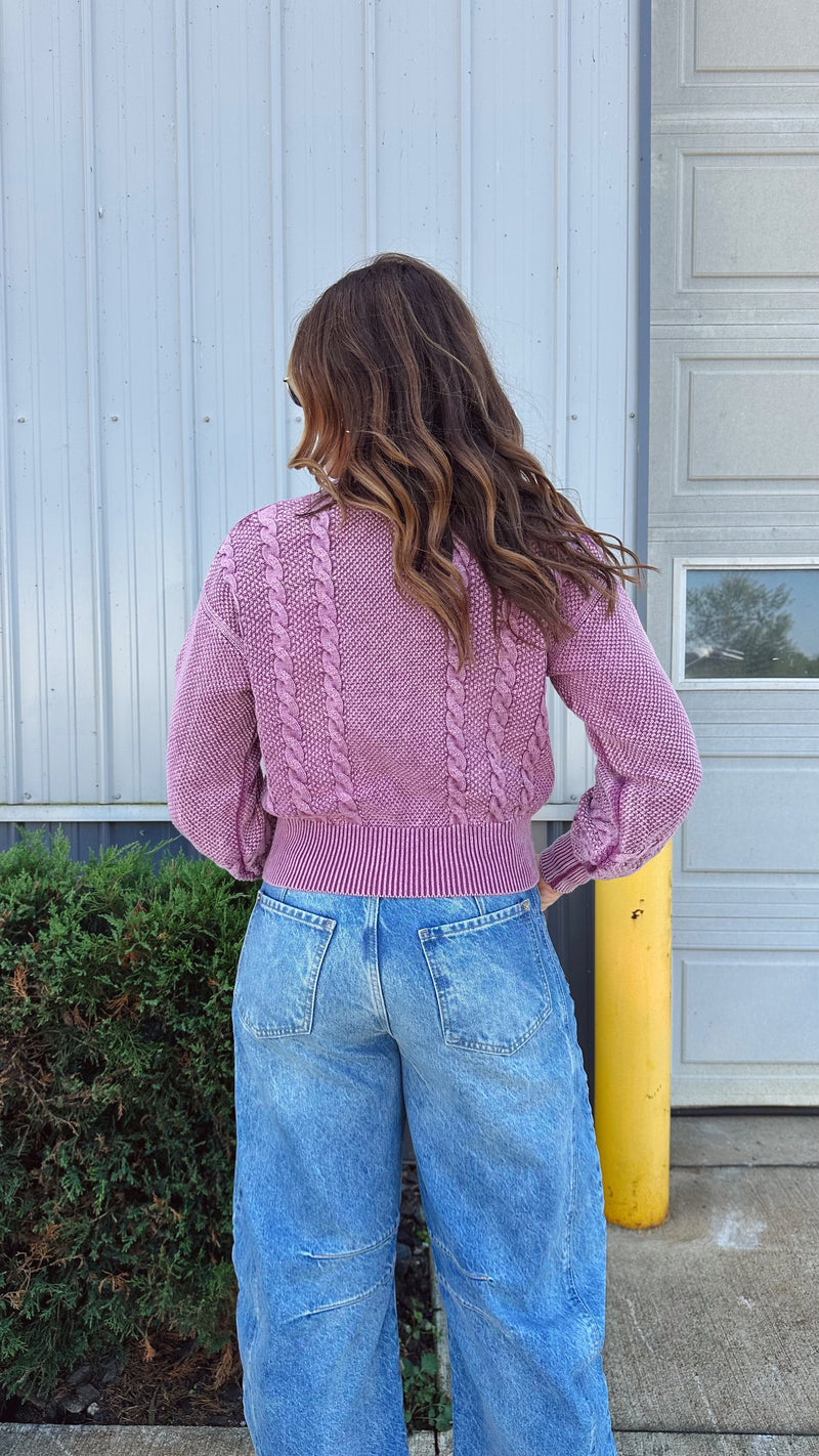 Wild Berry Cable Knit Cardigan