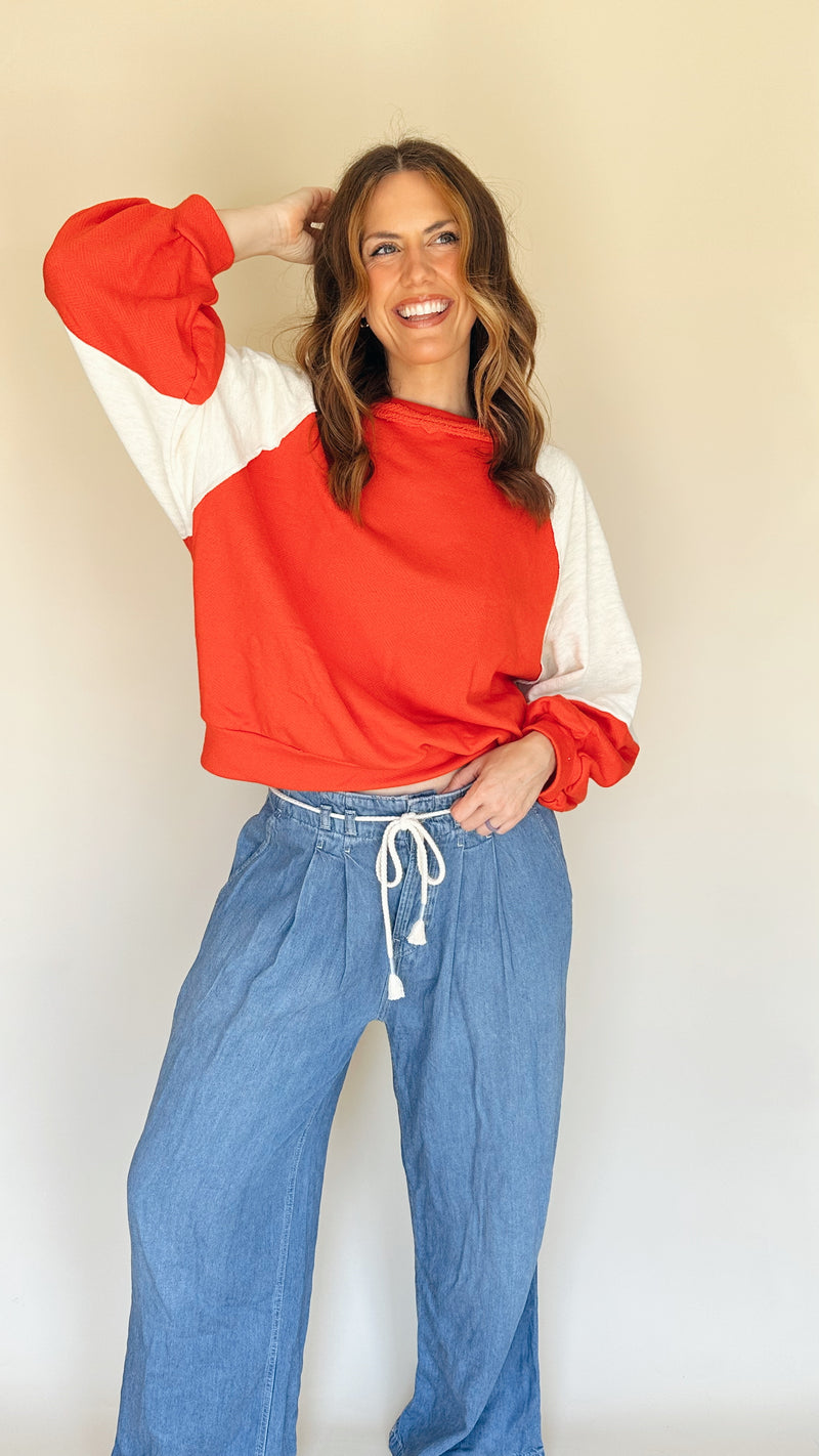 Red Hot Colorblock Pullover