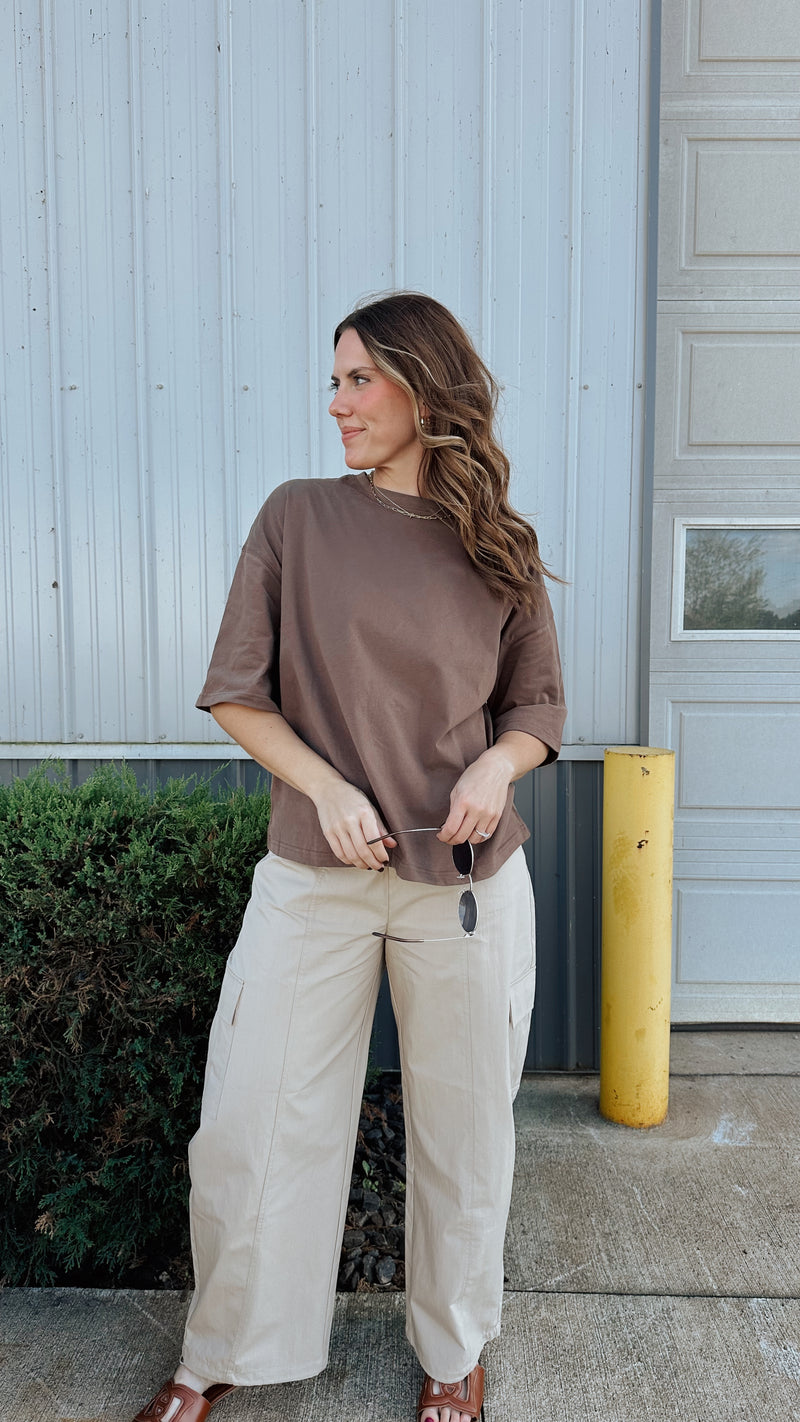 Oversized Soft Tee in Mocha