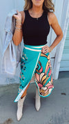 Teal Tropic Wrap Skirt